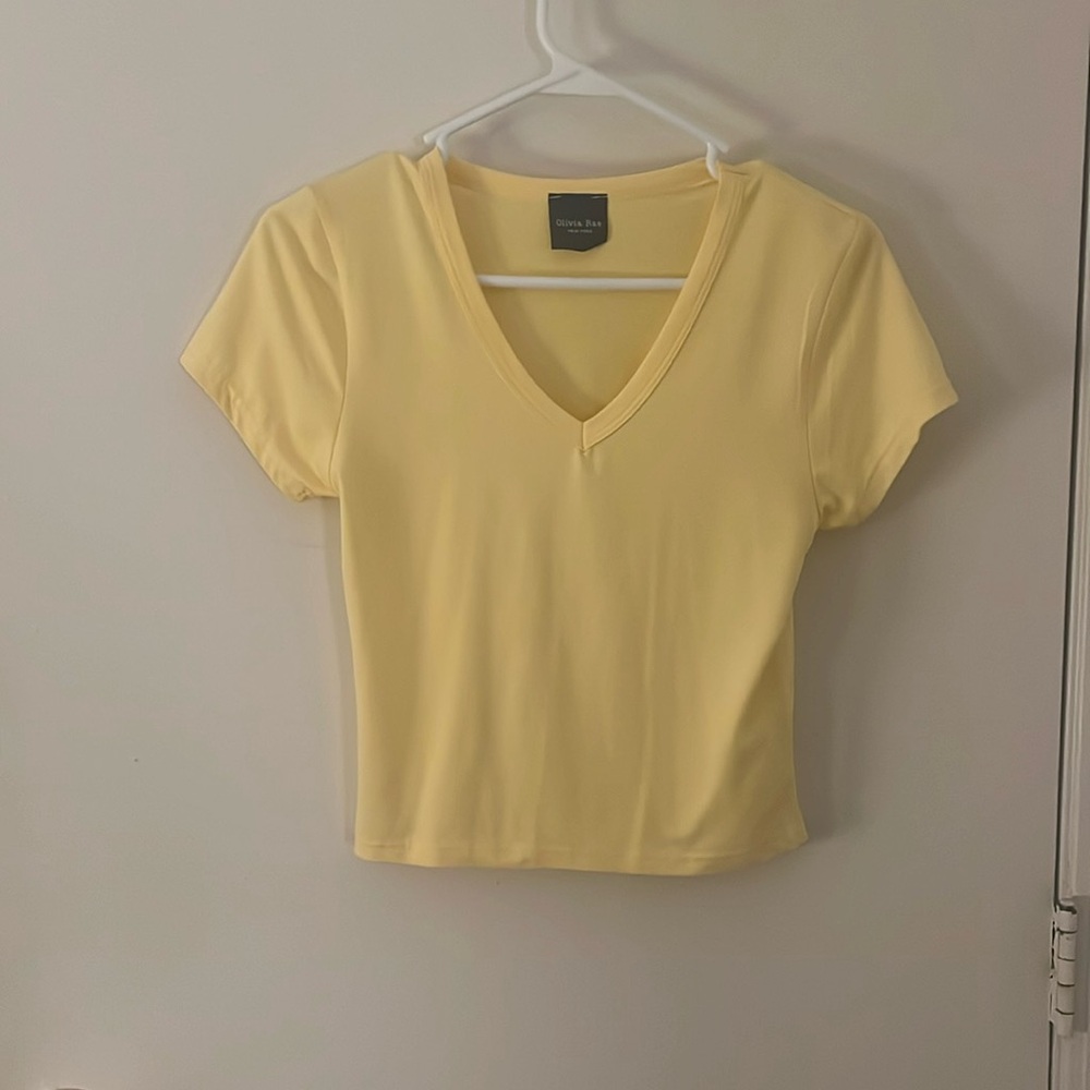 Olivia Rae yellow V-neck T-shirt